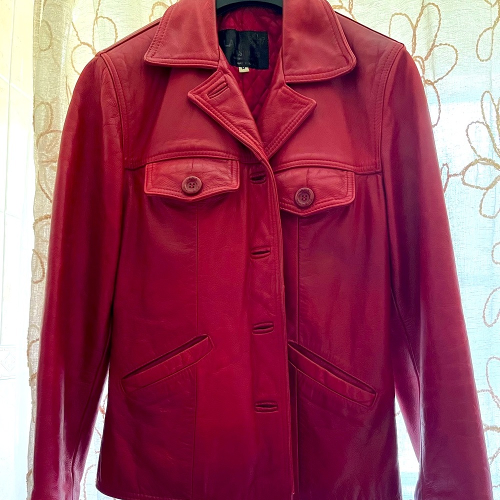 Genuine Red Leather Coat